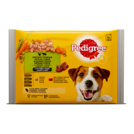Pedigree piletina i povrće, govedina i povrće, vrećice 4x100 g
